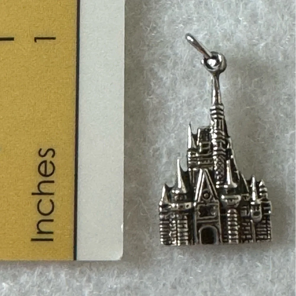 Disney 925 Sterling Silver Cinderella Castle Bracelet Charm Necklace Pendant